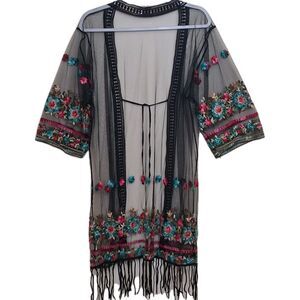 ASHA Embroidered Sheer Kimono Fairy One Size Whimsigoth Festival